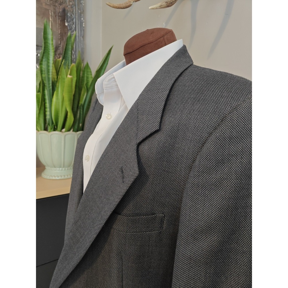 Jones New York Mens Wool Blazer 42L Gray Birdseye 2 Button Sport Coat J602